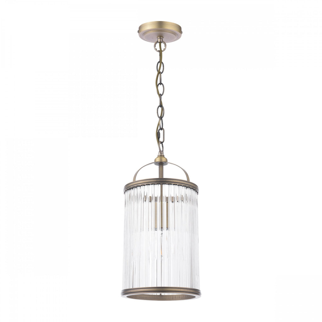Sutton Single Ceiling Pendant In Matt Antique And Ribbed Glass LA3756501-Q