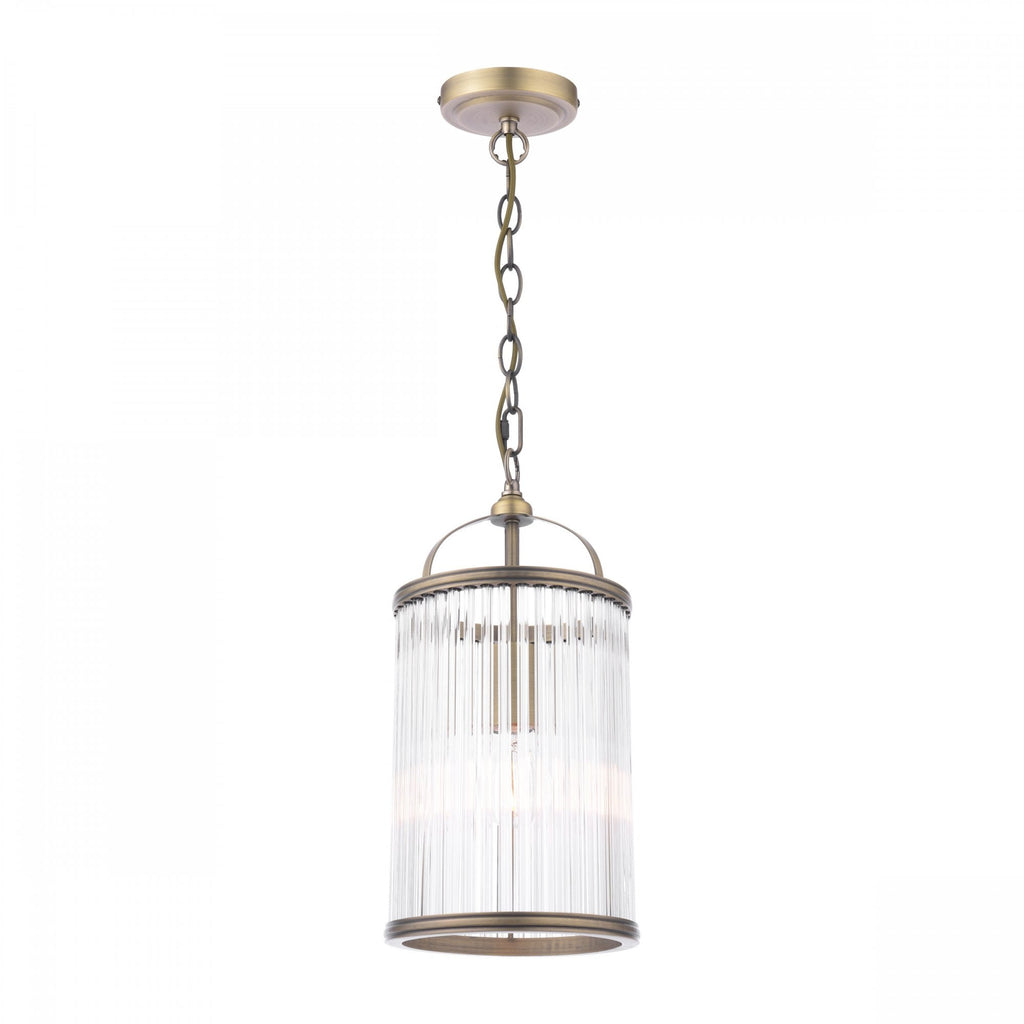 Sutton Single Ceiling Pendant In Matt Antique And Ribbed Glass LA3756501-Q