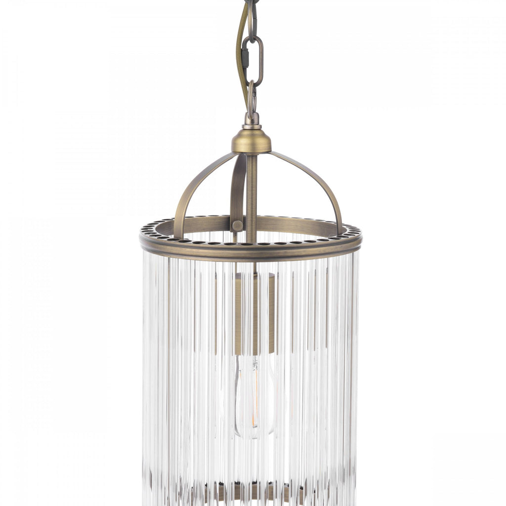 Sutton Single Ceiling Pendant In Matt Antique And Ribbed Glass LA3756501-Q