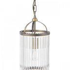 Sutton Single Ceiling Pendant In Matt Antique And Ribbed Glass LA3756501-Q