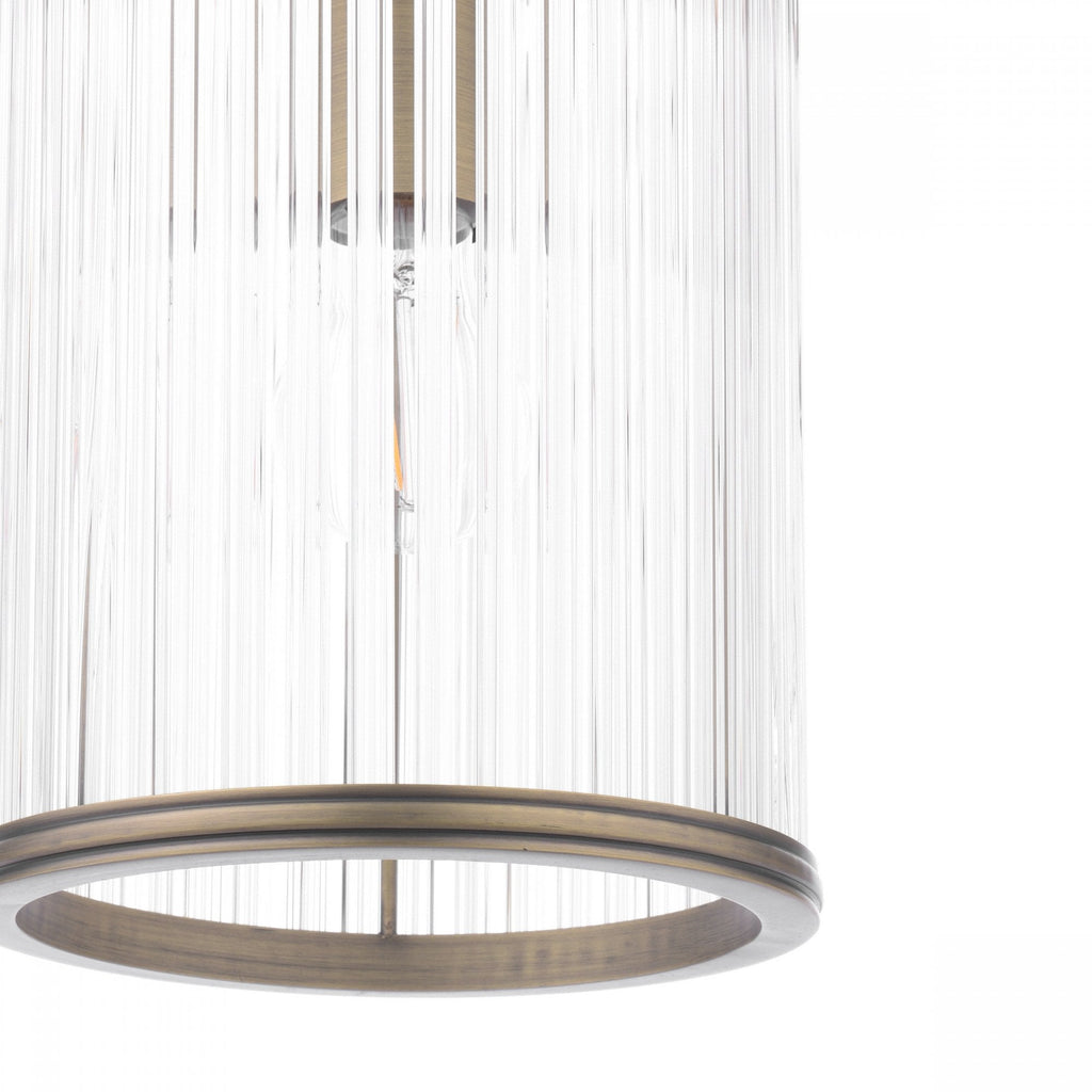 Sutton Single Ceiling Pendant In Matt Antique And Ribbed Glass LA3756501-Q
