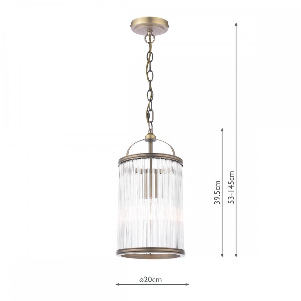 Sutton Single Ceiling Pendant In Matt Antique And Ribbed Glass LA3756501-Q
