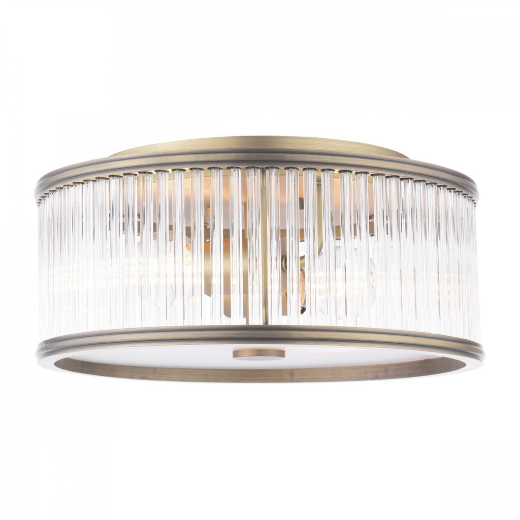 Sutton 2 Light Flush Ceiling Light In Matt Antique And Ribbed Glass LA3756503-Q