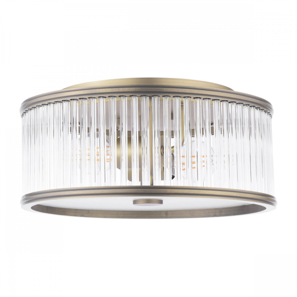 Sutton 2 Light Flush Ceiling Light In Matt Antique And Ribbed Glass LA3756503-Q
