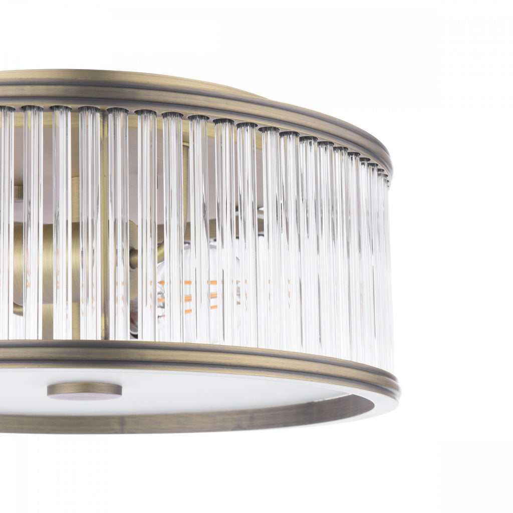 Sutton 2 Light Flush Ceiling Light In Matt Antique And Ribbed Glass LA3756503-Q