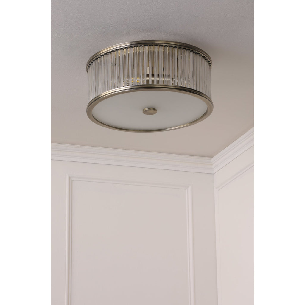 Sutton 2 Light Flush Ceiling Light In Matt Antique And Ribbed Glass LA3756503-Q