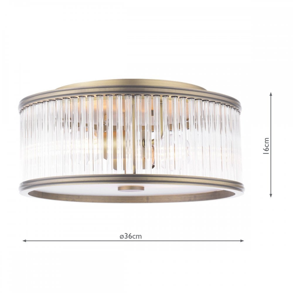 Sutton 2 Light Flush Ceiling Light In Matt Antique And Ribbed Glass LA3756503-Q