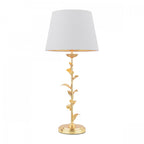 Halton Table Lamp In Distressed Gold Leaf With Cream Cotton Shade LA3756507-Q