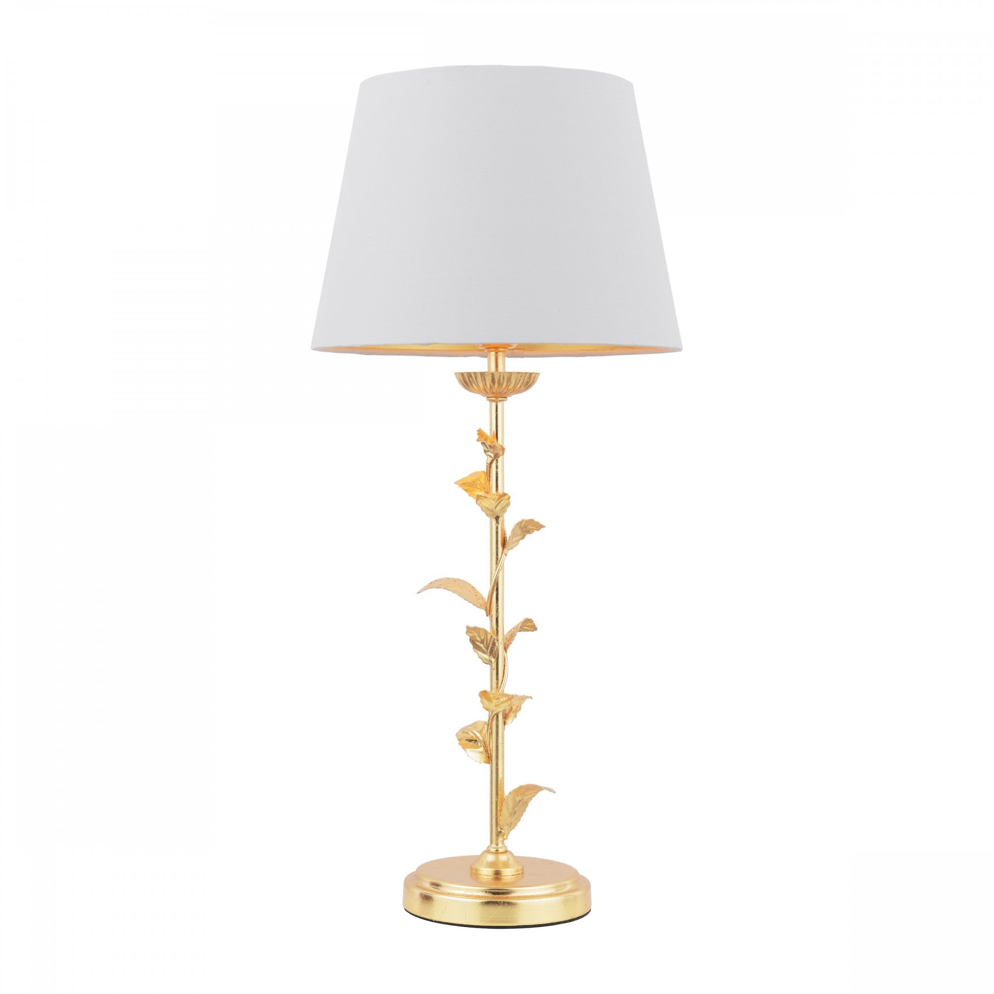 Halton Table Lamp In Distressed Gold Leaf With Cream Cotton Shade LA3756507-Q