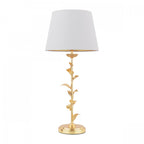 Halton Table Lamp In Distressed Gold Leaf With Cream Cotton Shade LA3756507-Q