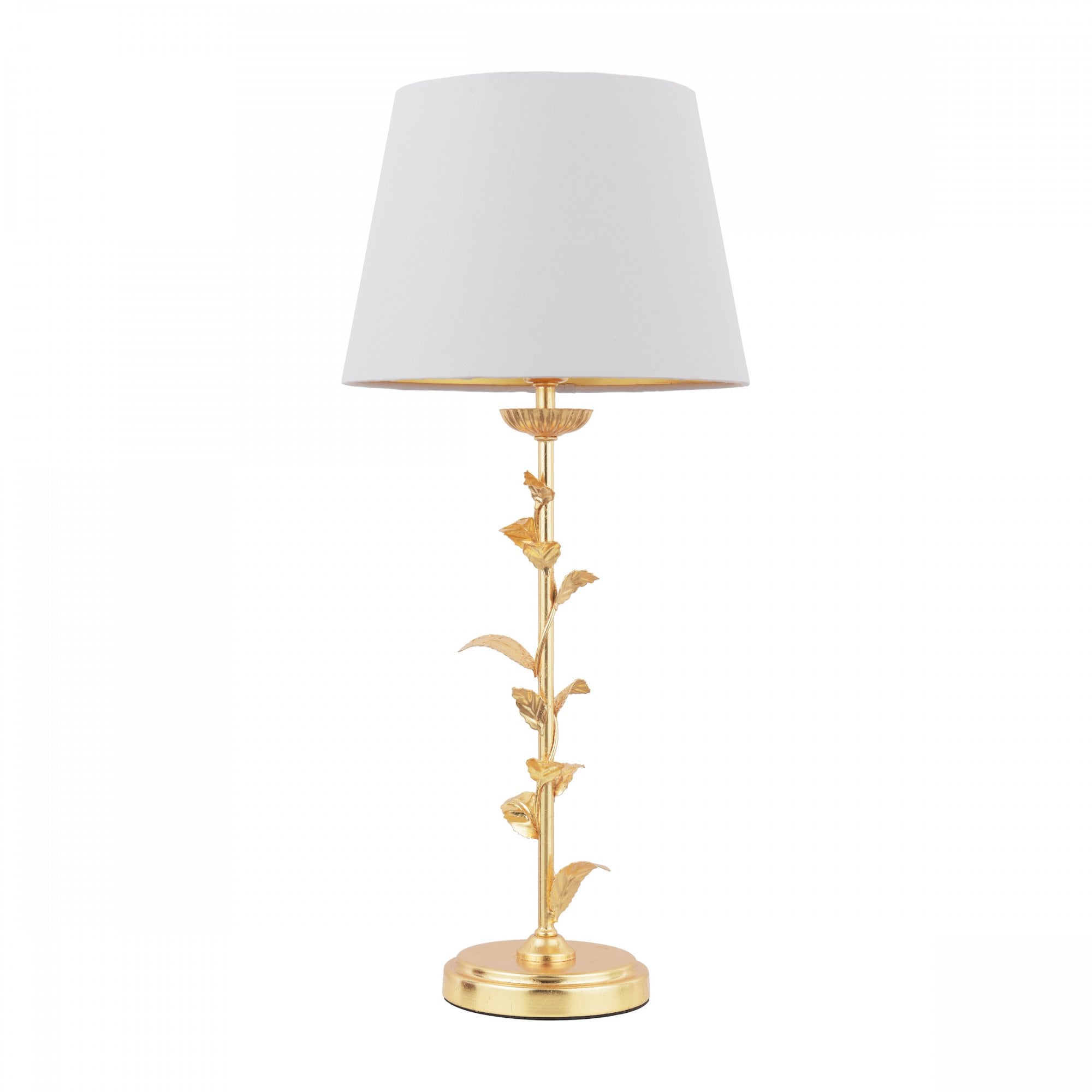 Halton Table Lamp In Distressed Gold Leaf With Cream Cotton Shade LA3756507-Q
