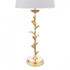 Halton Table Lamp In Distressed Gold Leaf With Cream Cotton Shade LA3756507-Q