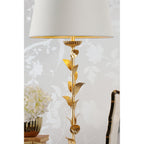 Halton Table Lamp In Distressed Gold Leaf With Cream Cotton Shade LA3756507-Q