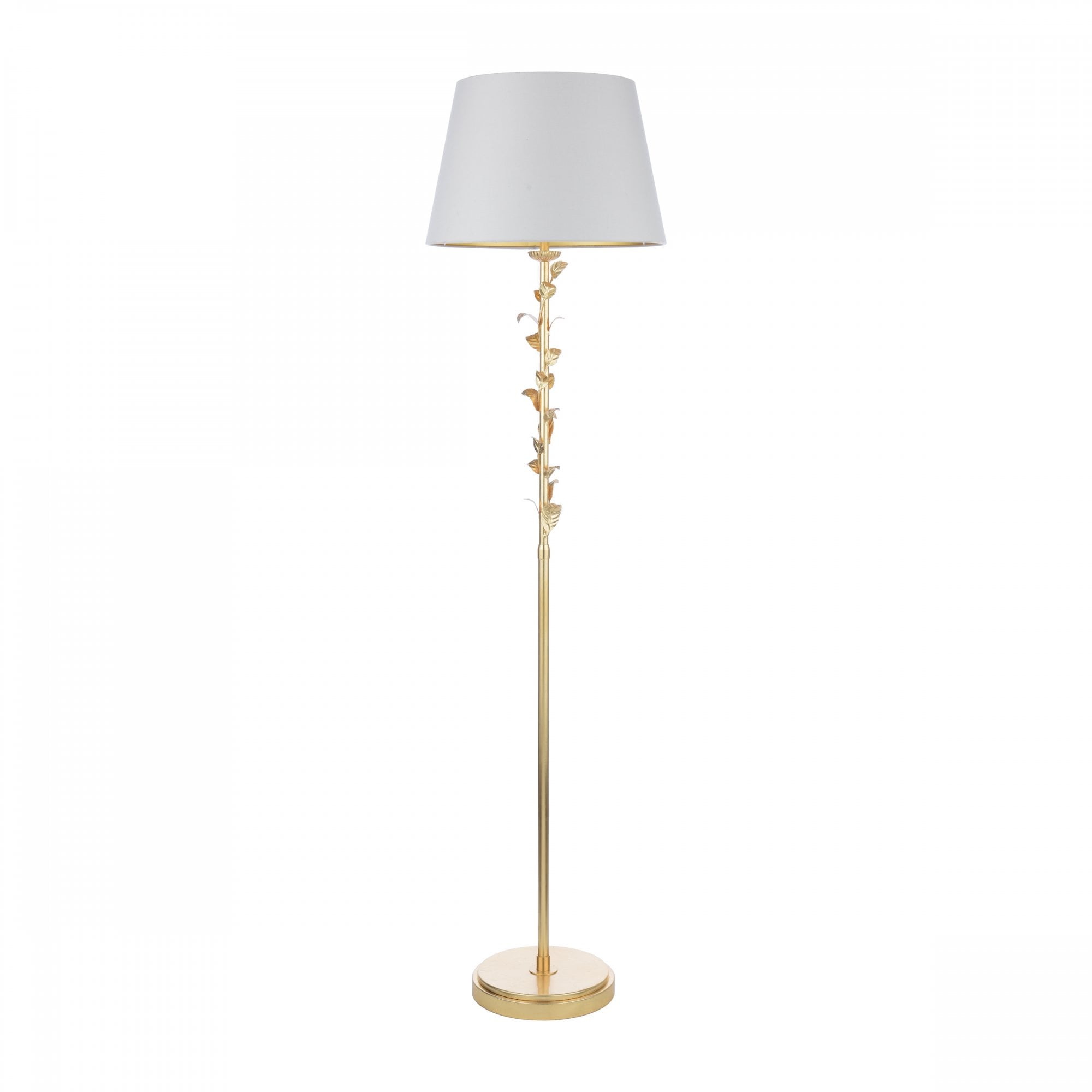 Halton Floor Lamp In Distressed Gold Leaf With Cream Cotton Shade LA3756508-Q