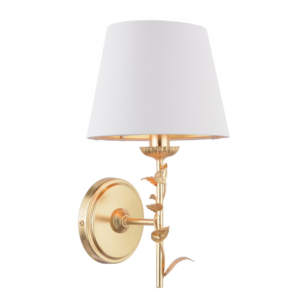 Halton Wall Light In Distressed Gold Leaf With Cream Cotton Shade LA3756506-Q