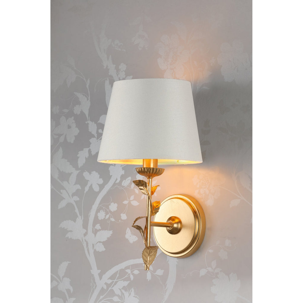 Halton Wall Light In Distressed Gold Leaf With Cream Cotton Shade LA3756506-Q