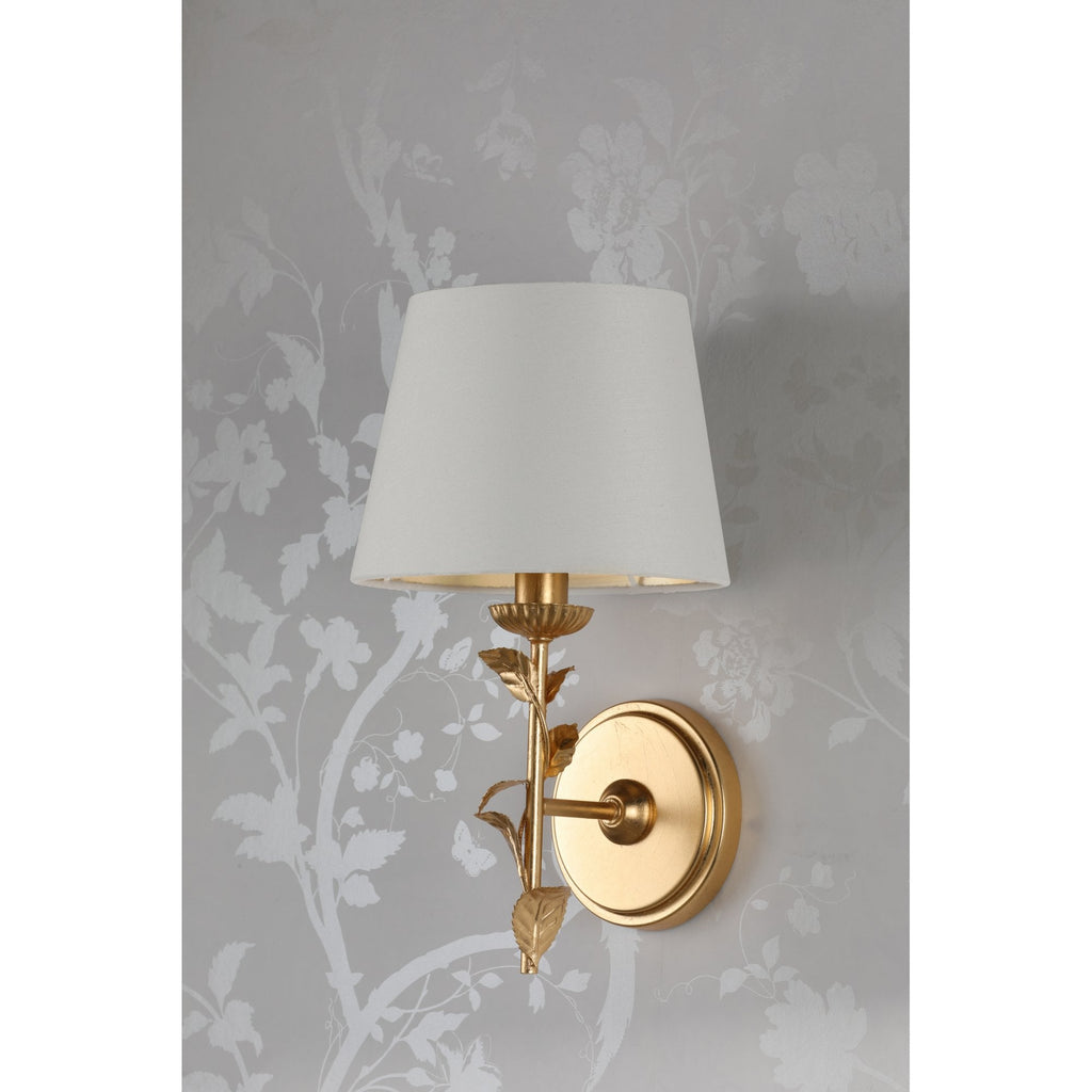 Halton Wall Light In Distressed Gold Leaf With Cream Cotton Shade LA3756506-Q