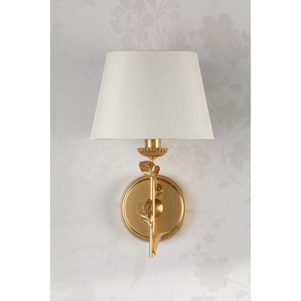 Halton Wall Light In Distressed Gold Leaf With Cream Cotton Shade LA3756506-Q