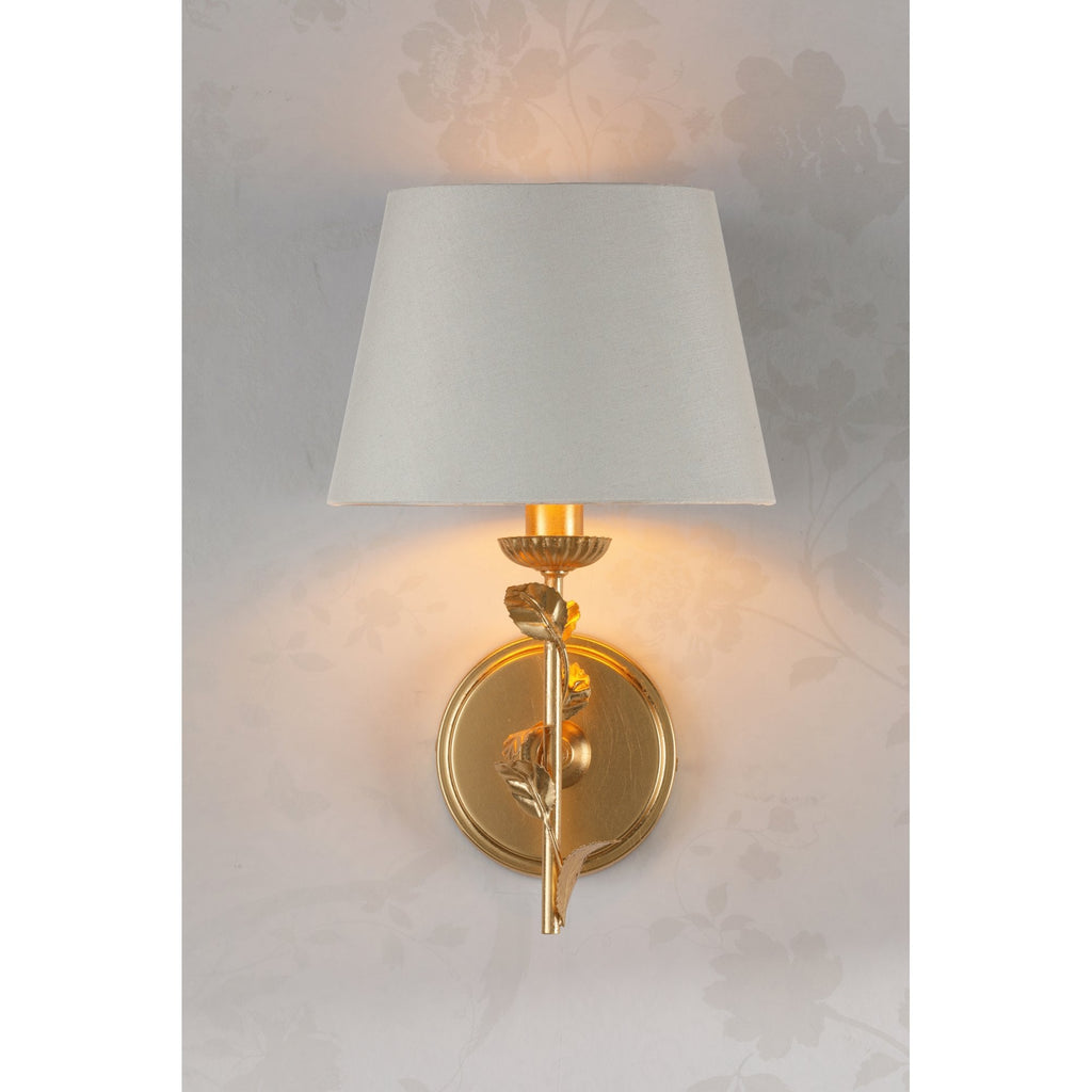 Halton Wall Light In Distressed Gold Leaf With Cream Cotton Shade LA3756506-Q