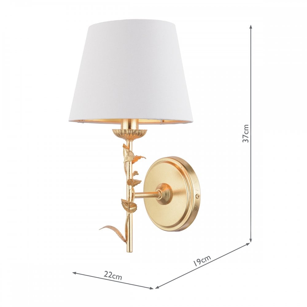 Halton Wall Light In Distressed Gold Leaf With Cream Cotton Shade LA3756506-Q