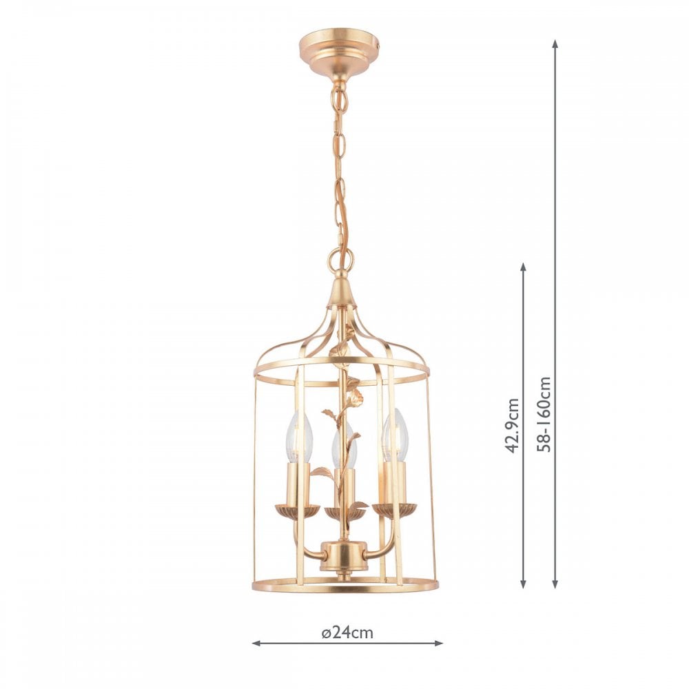 Halton 3 Light Ceiling Pendant Light In Distressed Gold Leaf LA3756509-Q