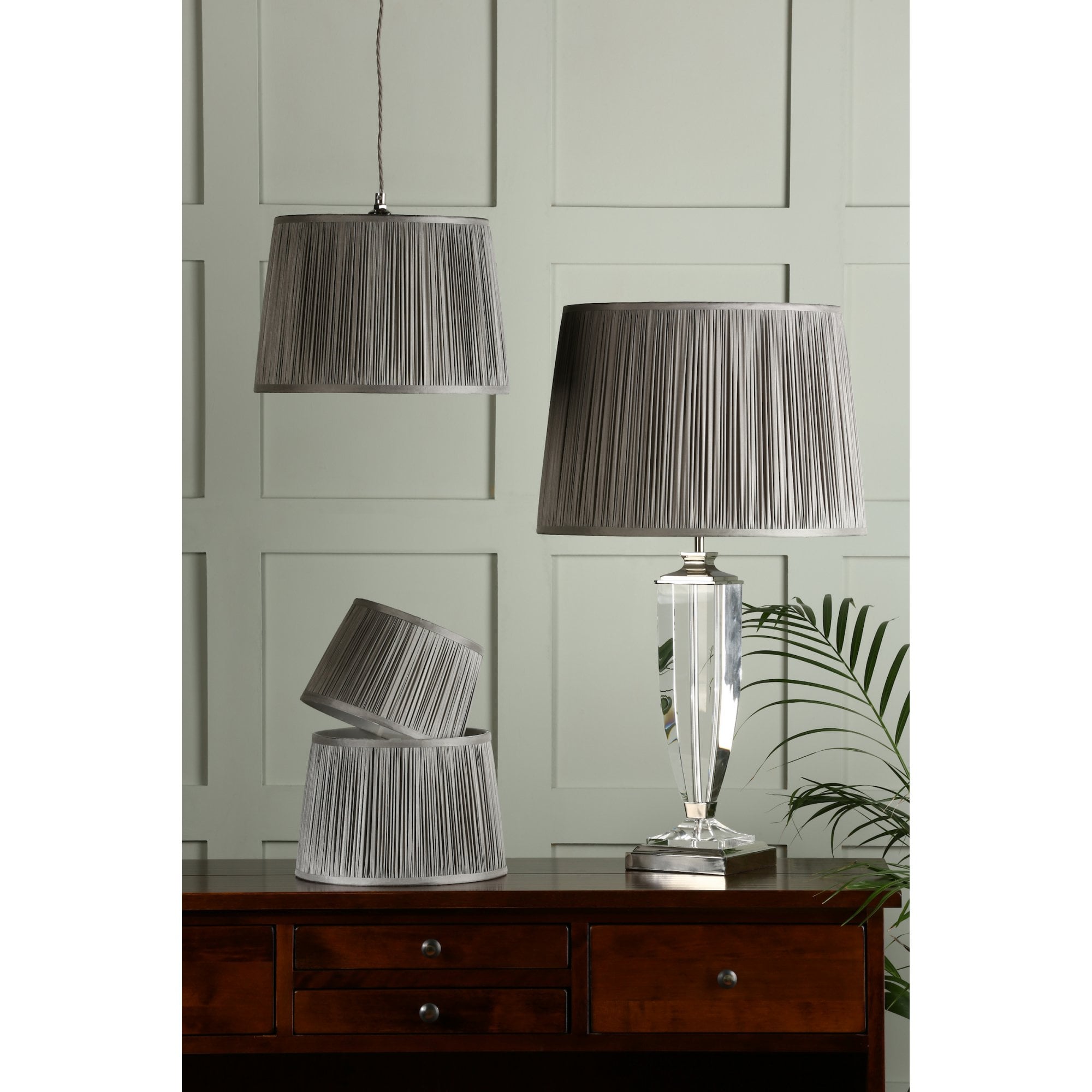Hemsley Silk Shade In Grey Finish 40.5cm/16 inch LA3756104-Q