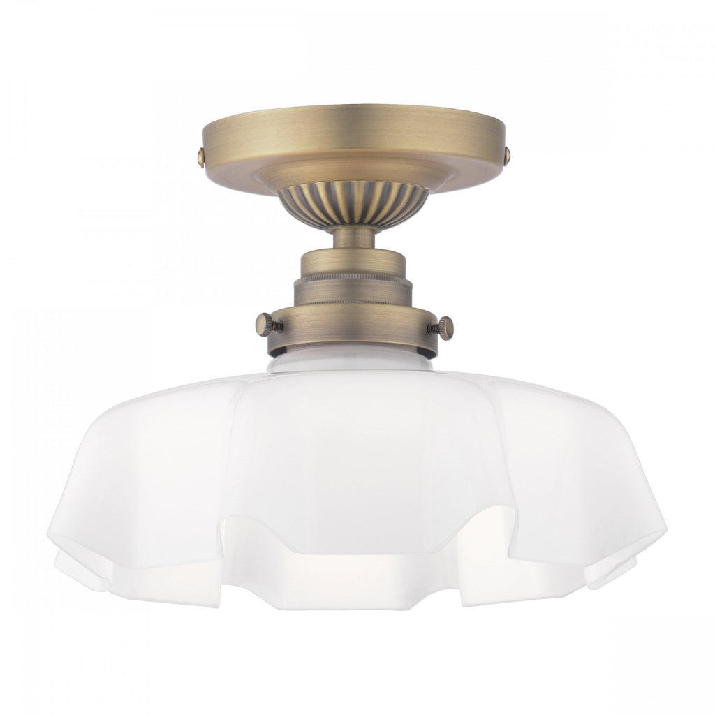 Banham Semi Flush Light In Matt Antique Brass Finish With White Glass LA3756515-Q