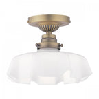 Banham Semi Flush Light In Matt Antique Brass Finish With White Glass LA3756515-Q