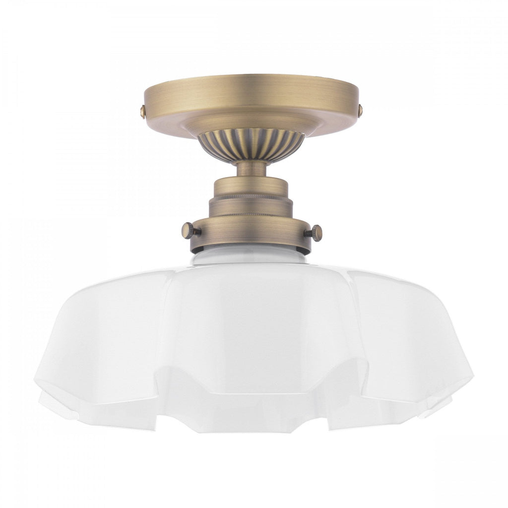 Banham Semi Flush Light In Matt Antique Brass Finish With White Glass LA3756515-Q