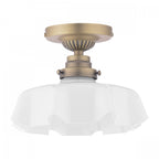 Banham Semi Flush Light In Matt Antique Brass Finish With White Glass LA3756515-Q