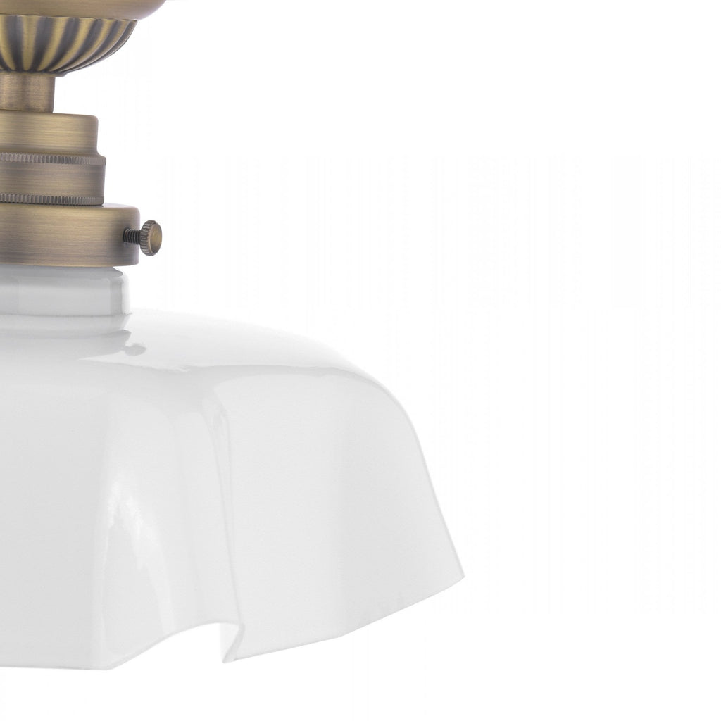 Banham Semi Flush Light In Matt Antique Brass Finish With White Glass LA3756515-Q