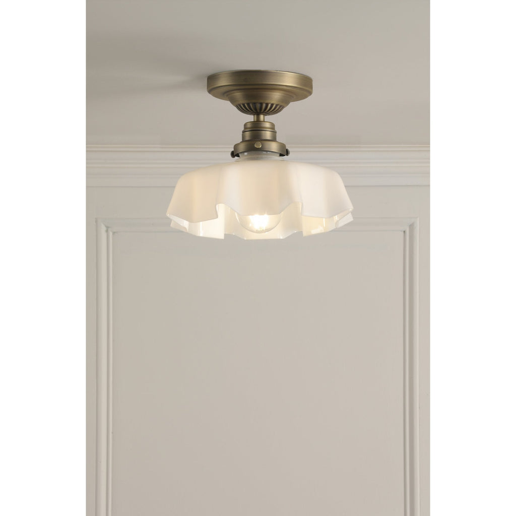 Banham Semi Flush Light In Matt Antique Brass Finish With White Glass LA3756515-Q