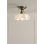 Banham Semi Flush Light In Matt Antique Brass Finish With White Glass LA3756515-Q