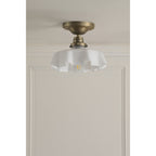 Banham Semi Flush Light In Matt Antique Brass Finish With White Glass LA3756515-Q