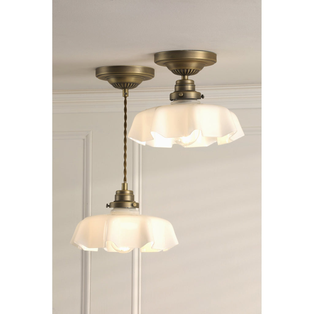 Banham Semi Flush Light In Matt Antique Brass Finish With White Glass LA3756515-Q