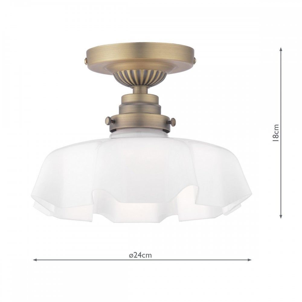 Banham Semi Flush Light In Matt Antique Brass Finish With White Glass LA3756515-Q