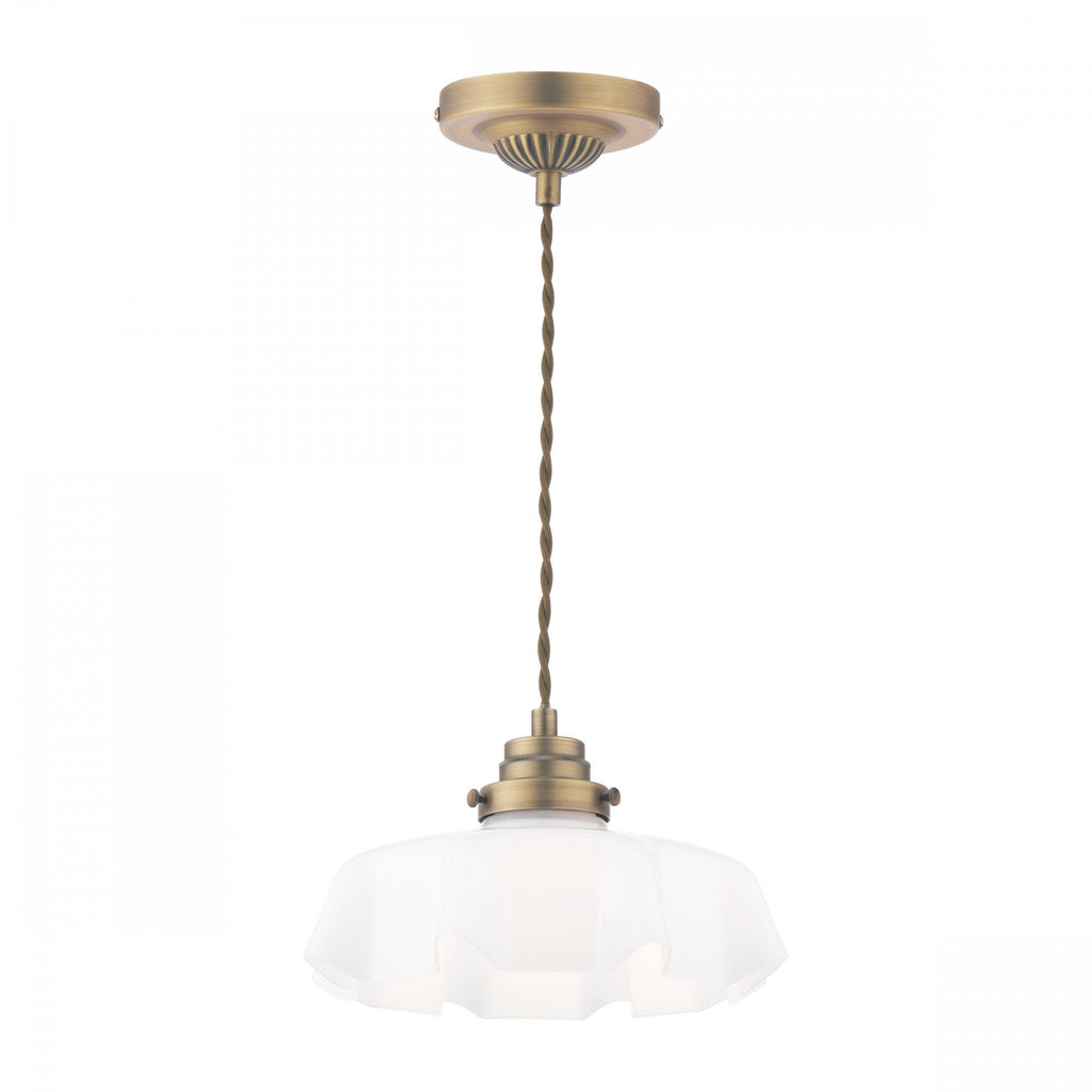 Banham Ceiling Pendant Light In Matt Antique Brass Finish With White Glass LA3756516-Q