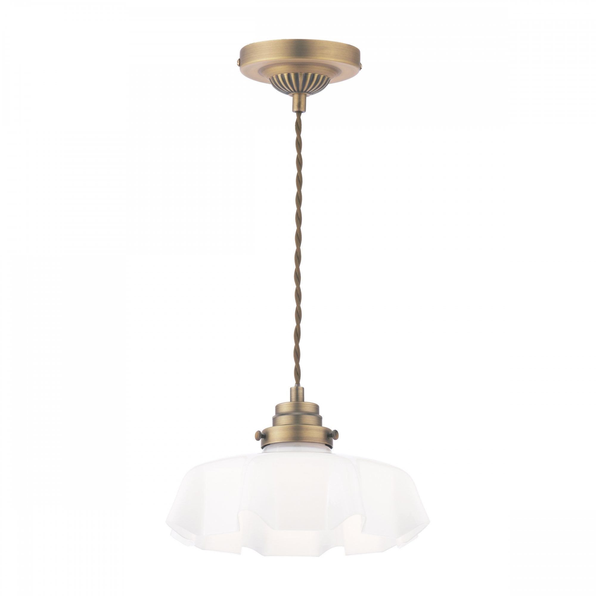 Banham Ceiling Pendant Light In Matt Antique Brass Finish With White Glass LA3756516-Q