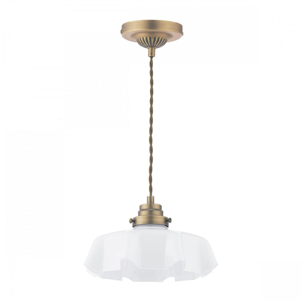 Banham Ceiling Pendant Light In Matt Antique Brass Finish With White Glass LA3756516-Q