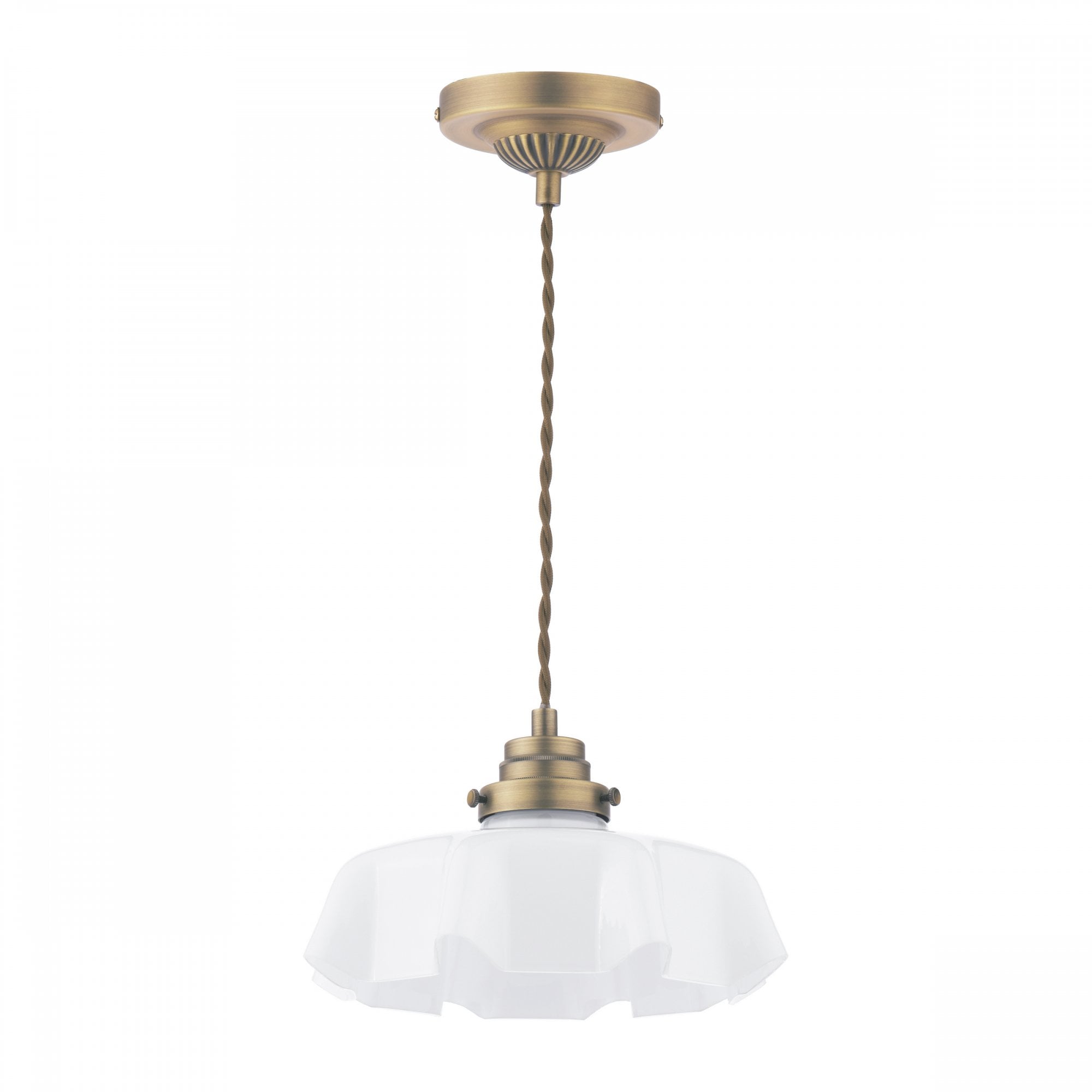 Banham Ceiling Pendant Light In Matt Antique Brass Finish With White Glass LA3756516-Q