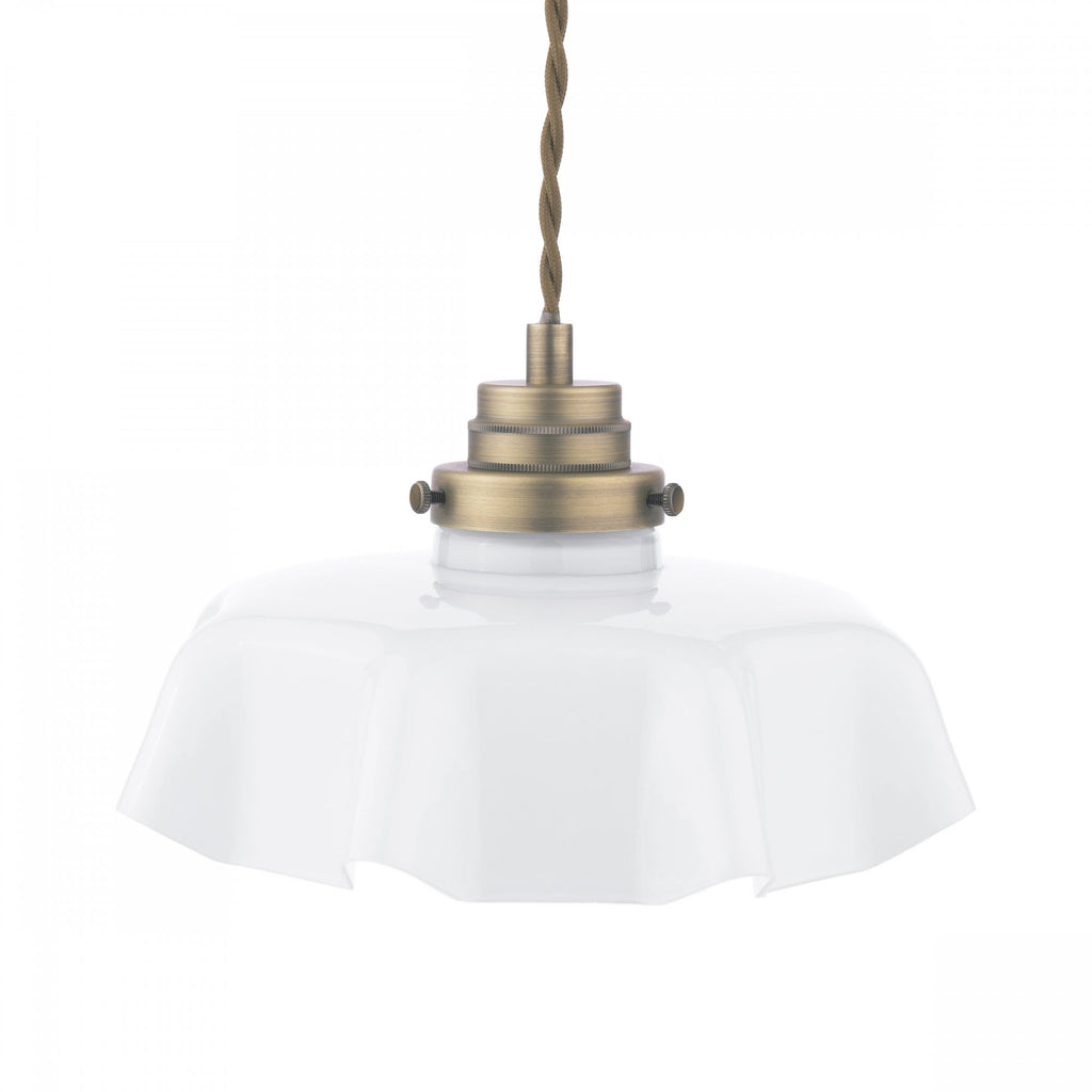 Banham Ceiling Pendant Light In Matt Antique Brass Finish With White Glass LA3756516-Q