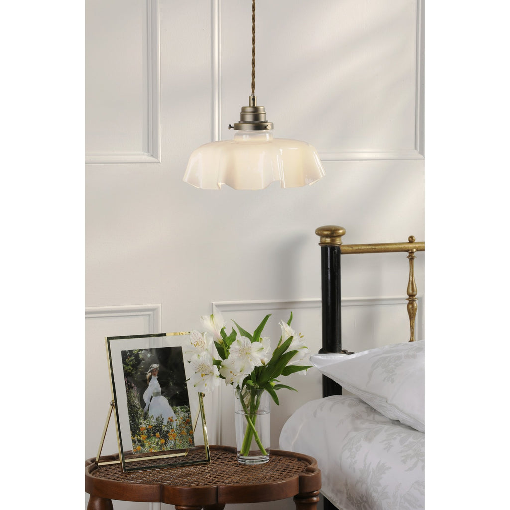 Banham Ceiling Pendant Light In Matt Antique Brass Finish With White Glass LA3756516-Q