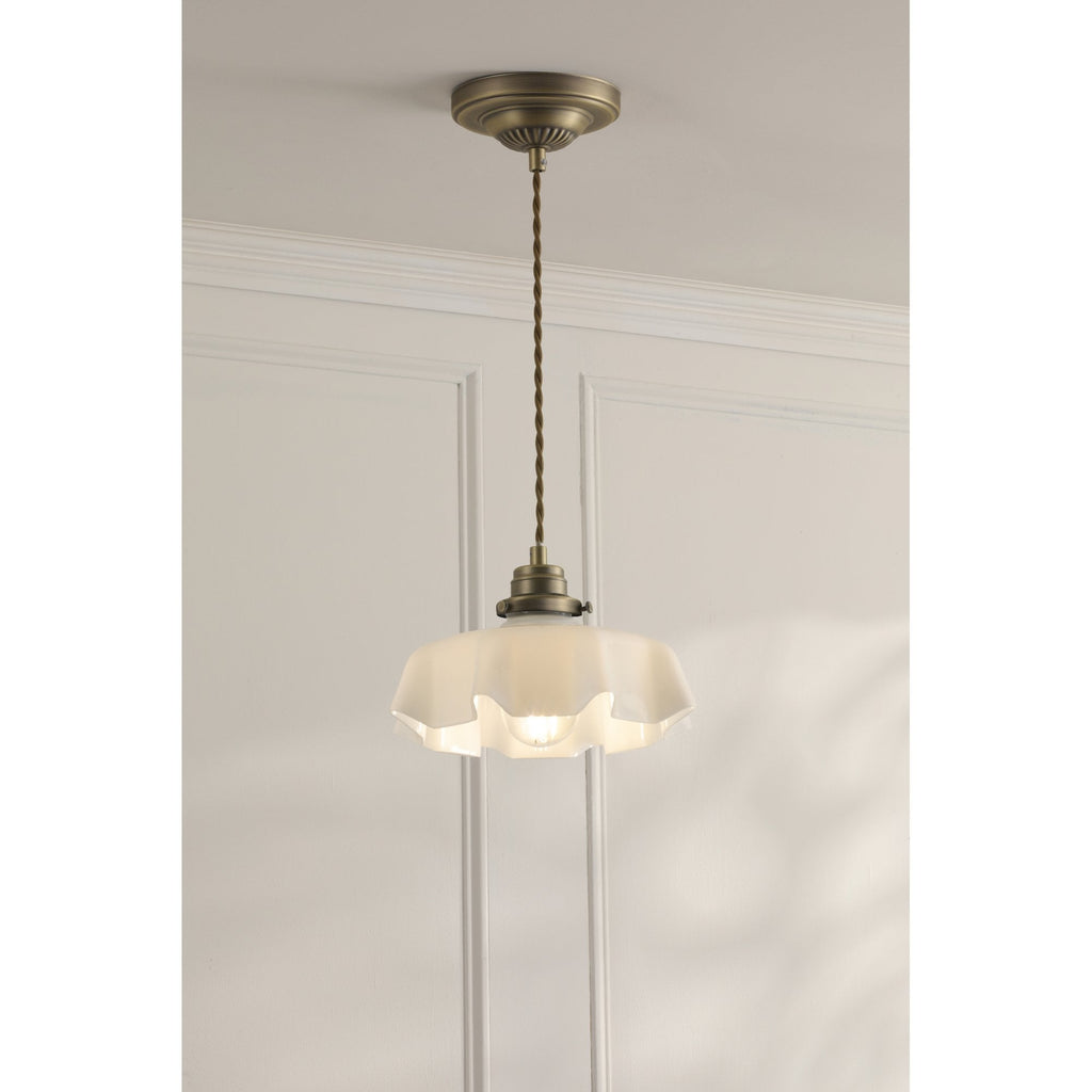 Banham Ceiling Pendant Light In Matt Antique Brass Finish With White Glass LA3756516-Q