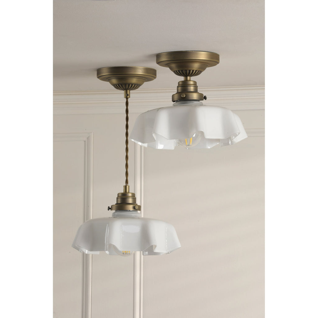 Banham Ceiling Pendant Light In Matt Antique Brass Finish With White Glass LA3756516-Q