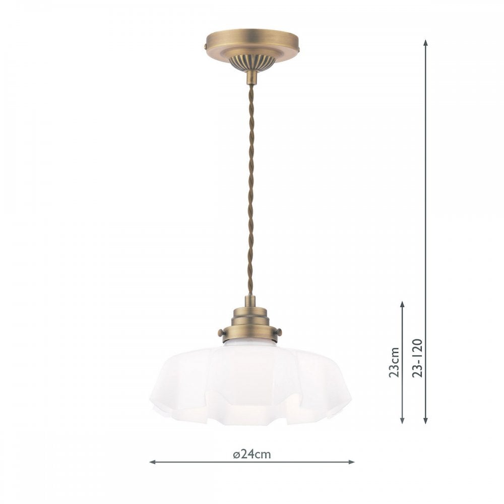 Banham Ceiling Pendant Light In Matt Antique Brass Finish With White Glass LA3756516-Q