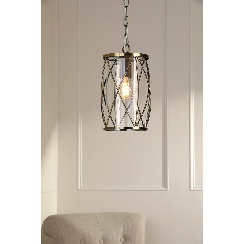 Beckworth Ceiling Lantern In Antique Brass Finish With Clear Glass Shade LA3756486-Q