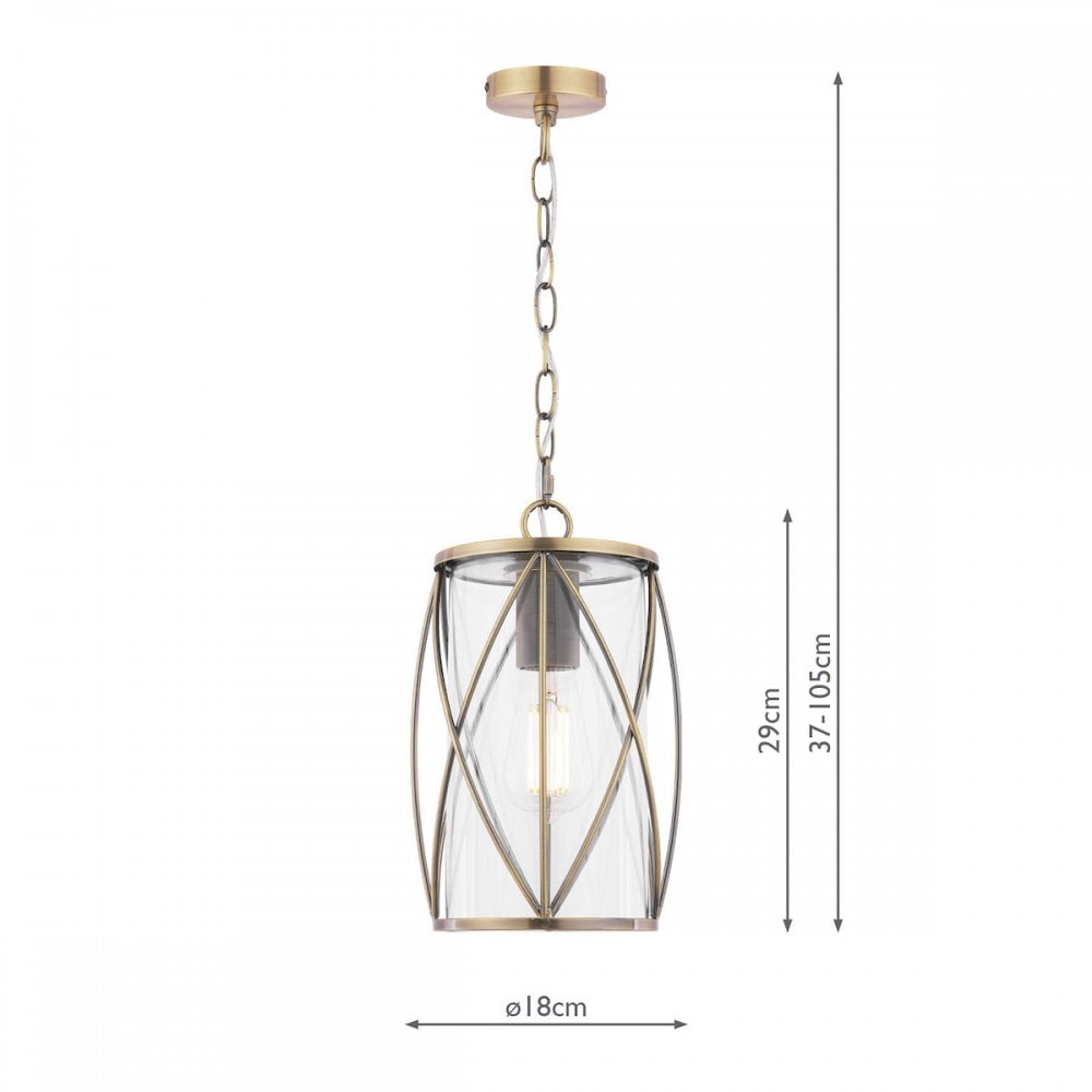 Beckworth Ceiling Lantern In Antique Brass Finish With Clear Glass Shade LA3756486-Q
