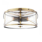 Beckworth 3 Light Flush Ceiling Light In Antique Brass and Clear Glass LA3756586-Q