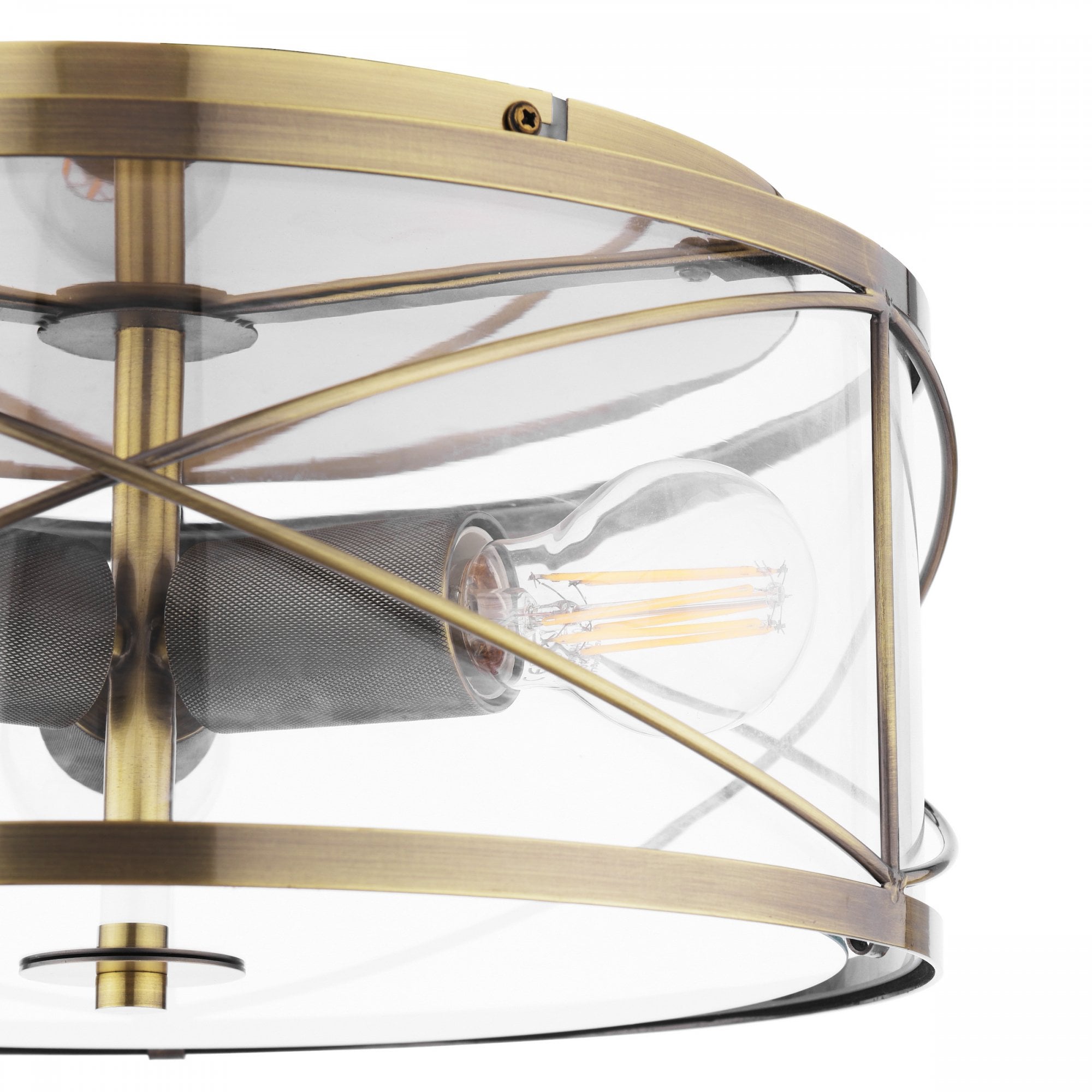 Beckworth 3 Light Flush Ceiling Light In Antique Brass and Clear Glass LA3756586-Q