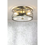 Beckworth 3 Light Flush Ceiling Light In Antique Brass and Clear Glass LA3756586-Q
